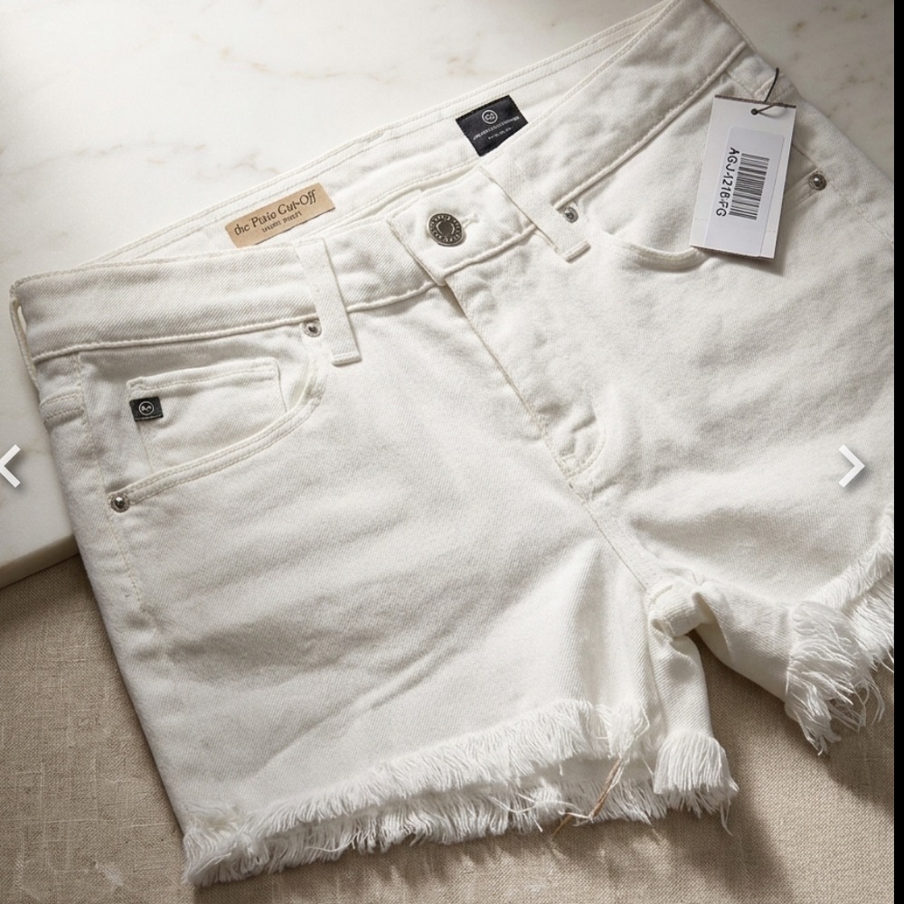 AG Adriano Goldschmied The Pixie Cut-Off Denim Shorts White Sz 27 NWT